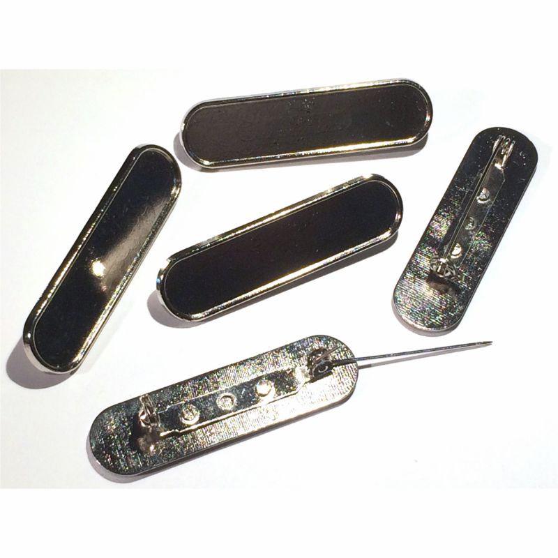 Premium Badge Blank bar 45x10mm silver pin clasp